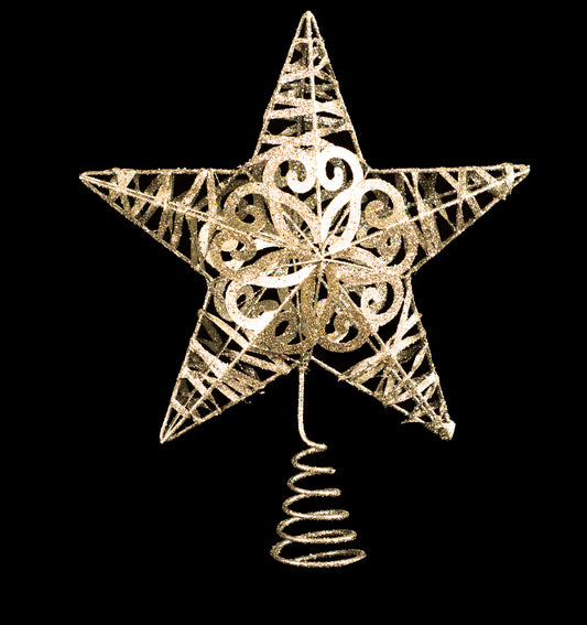 10" Metal Glittered Silver Star Tree Topper