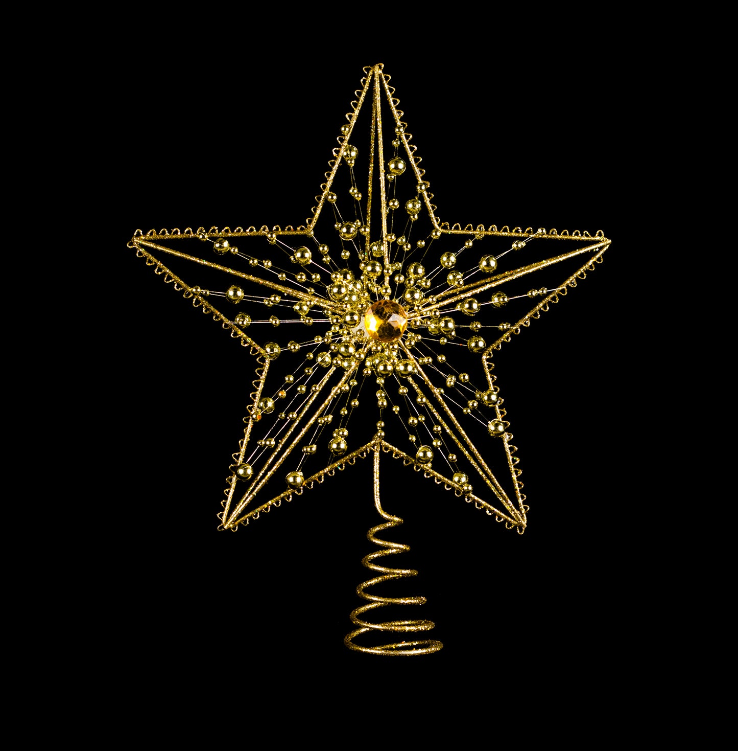 8" Gold Jeweled Metal Star Tree Topper