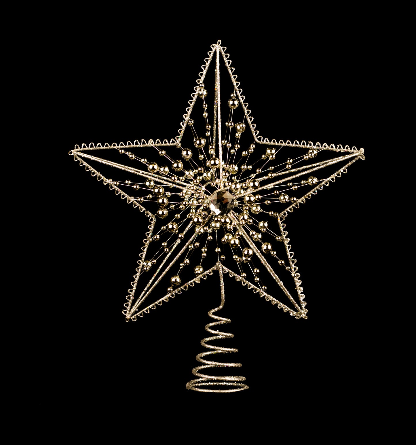 8" Silver Jeweled Metal Star Tree Topper