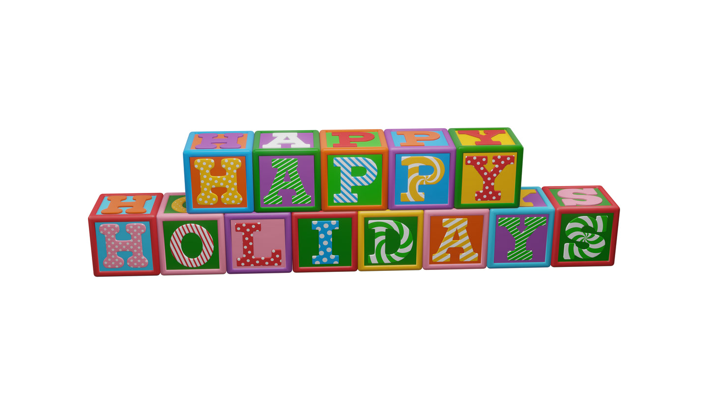 Multi Color Happy Holidays Letter Block
