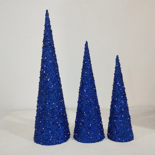 3 Pack of Blue Mesh Cone Trees