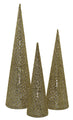 3 Pack of Gold Mesh Cone Trees