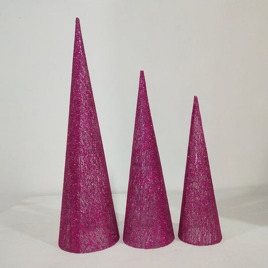 Pack of 3 Pink Mesh Cone Trees