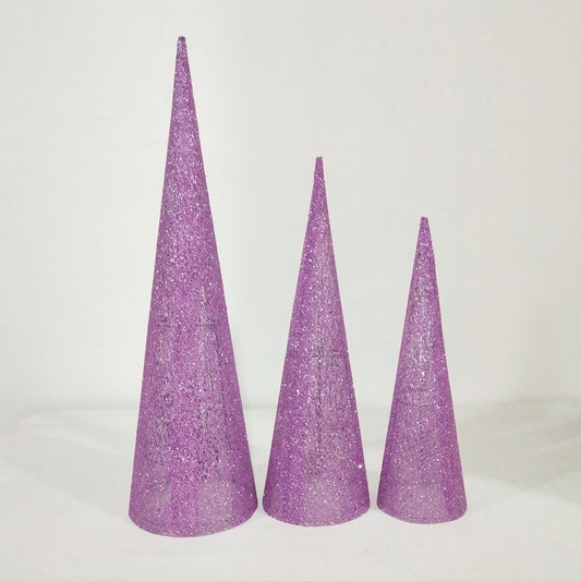 3 Pack of Purple Mesh Cone Trees