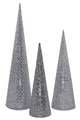 3 Pack of Silver Mesh Cone Trees