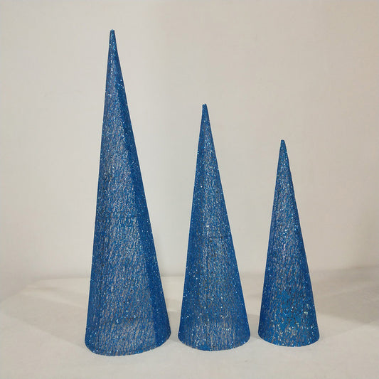 3 Pack of Teal Mesh Cone Trees