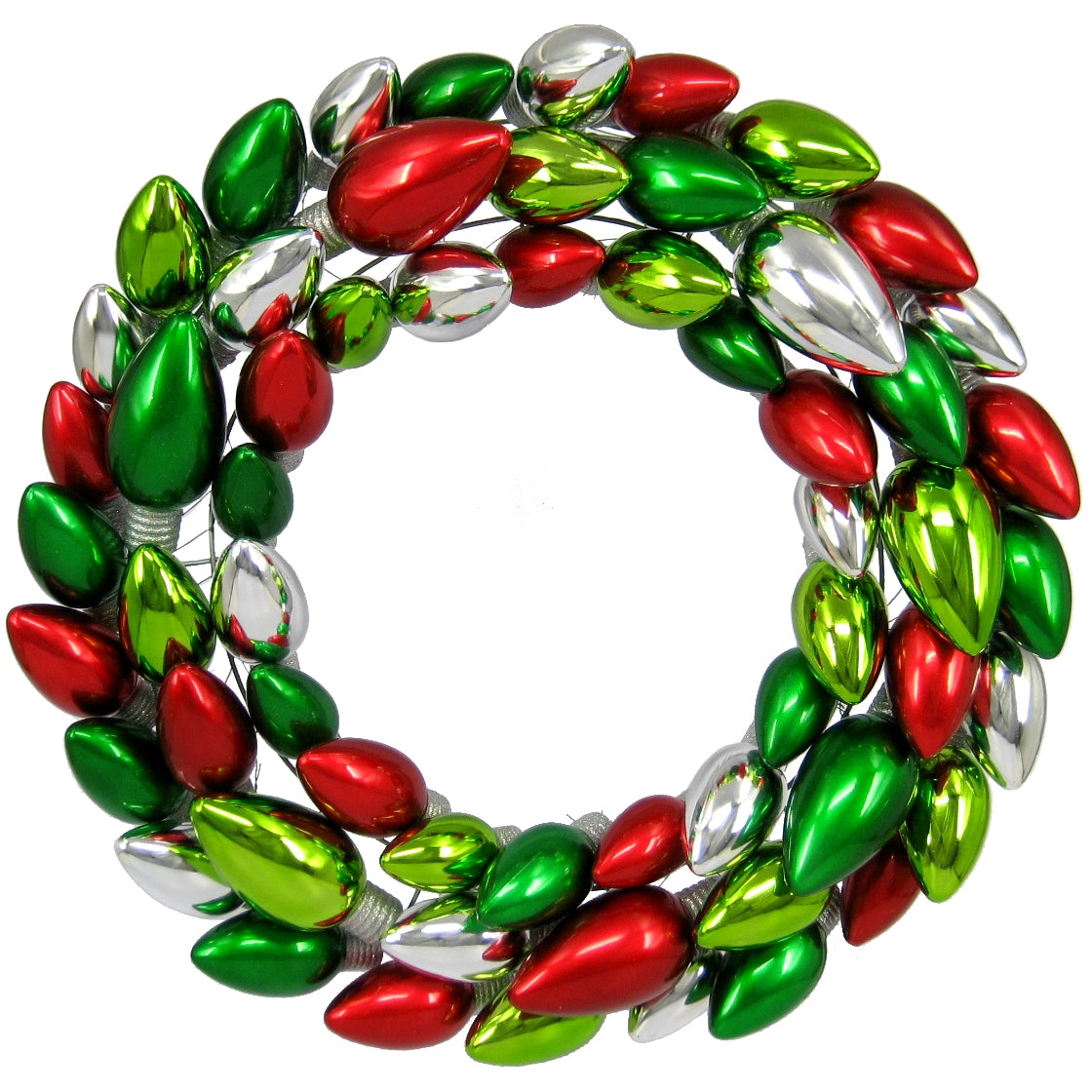 2' Red, Green and Silver Light Bulb Wreath