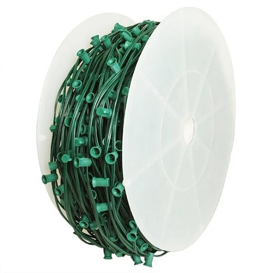 1000' C7 Cordset E12 Sockets on Green Wire with 12" Spacing