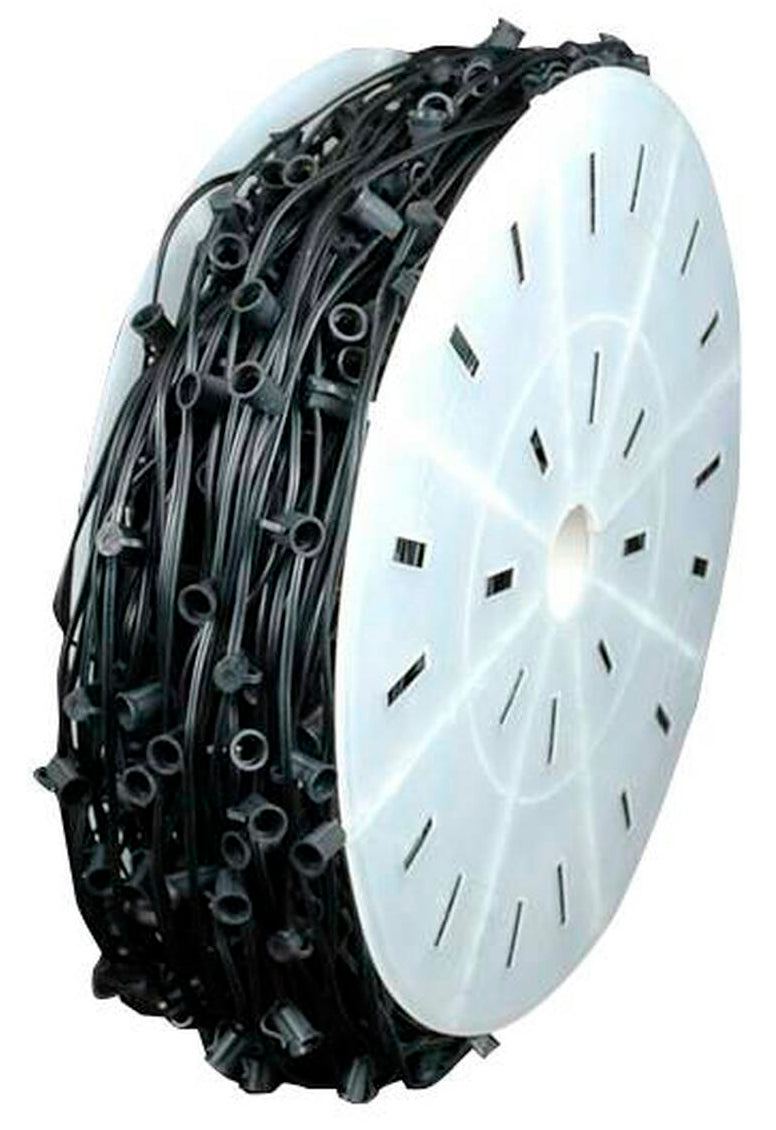 C7 1000' Cordset E12 Sockets on Black Wire with 7.5" Spacing