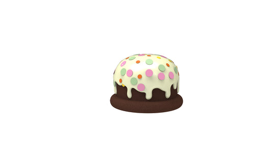 Candy Truffle Stool, White Frosting with Assorted Dots