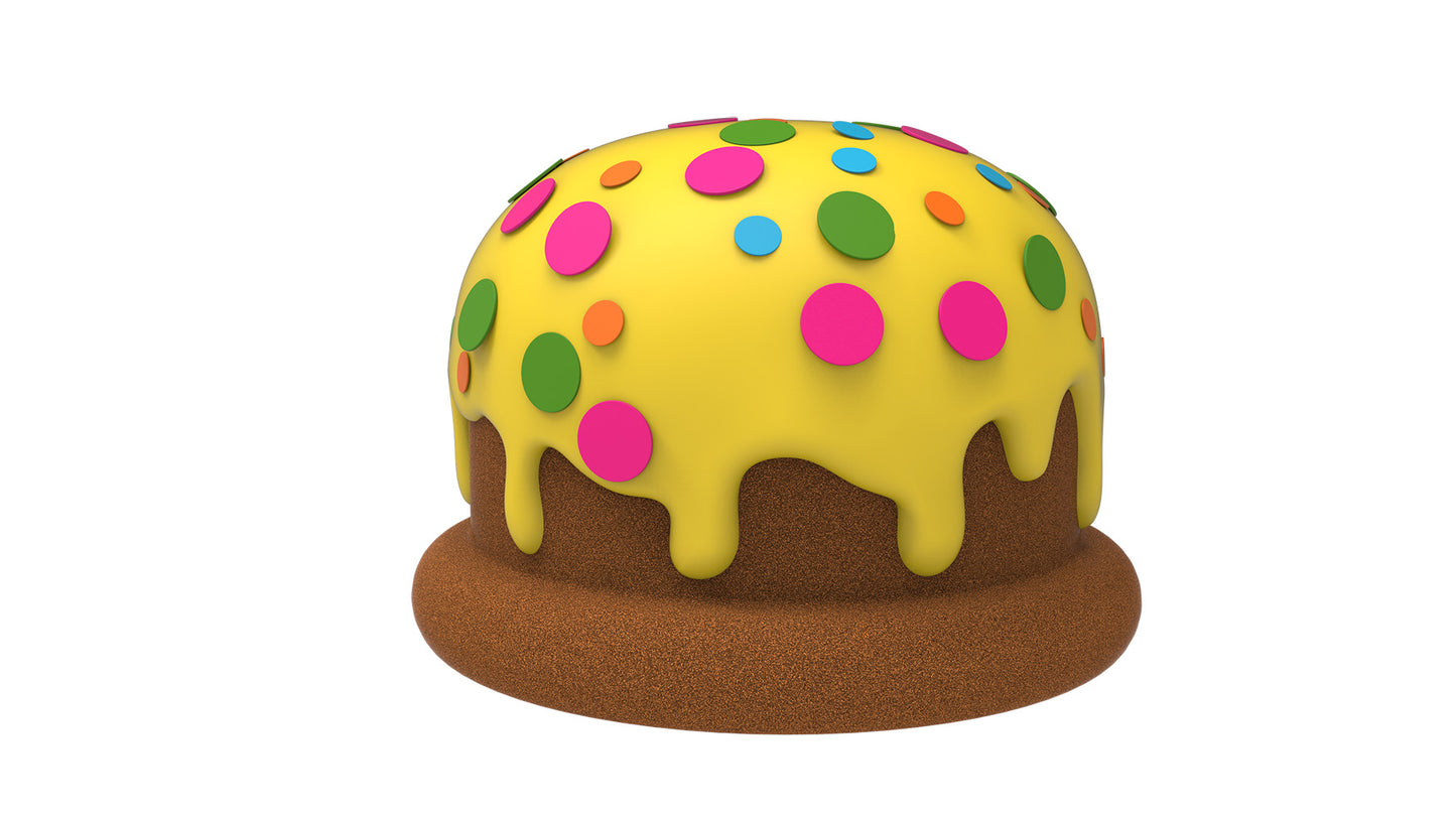 18" Candy Truffle Stool, Yellow Frosting with Colored Dots