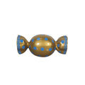 3' Wrapped Oval Candy with Gold Wrapper with Blue Polka Dots