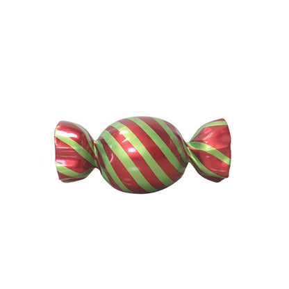 3' Wrapped Oval Candy with Red Wrapper and Lime Green Stripes