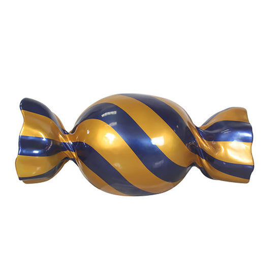 5' Wrapped Oval Candy with Blue Wrapper with Orange Stripes