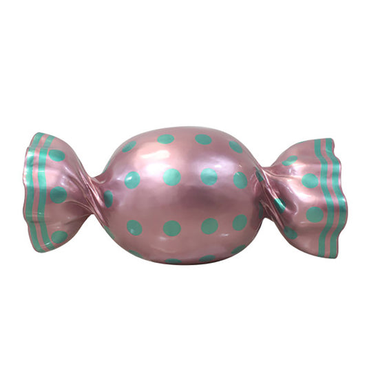 5' Wrapped Oval Candy with Pink Wrapper with Mint Green Polka Dots