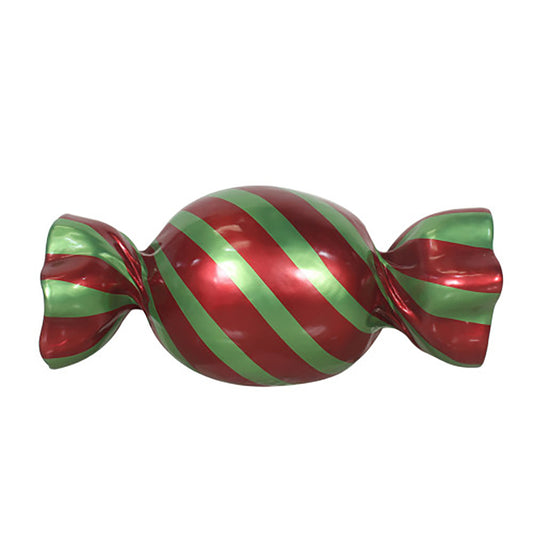 5' Wrapped Oval Candy with Red Wrapper with Lime Green Stripes