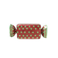 3' Wrapped Rectangle Candy With Red Wrapper with Green Polka Dots