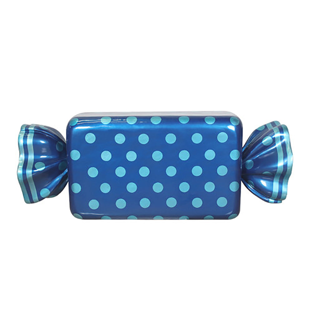 5' Wrapped Rectangle Candy with Blue Wrapper with Light Blue Polka Dots