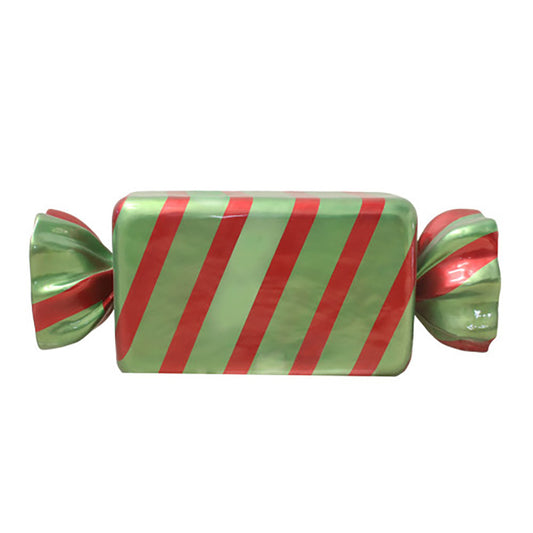 5' Wrapped Rectangle Candy with Green Wrapper and Red Stripes