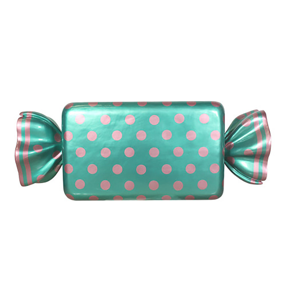 5' Wrapped Rectangle Candy with Mint Green wrapper with Pink Polka Dots