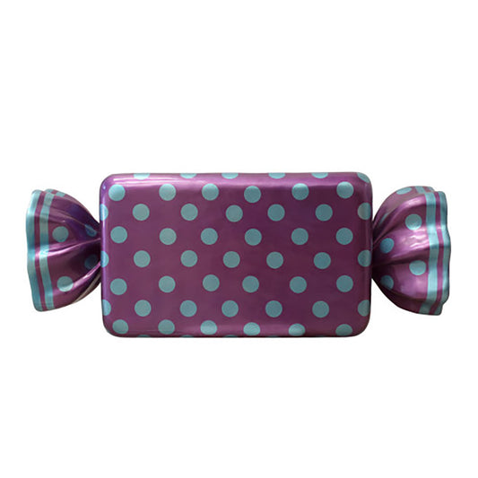 5' Wrapped Rectangle Candy with Purple Wrapper with Blue Polka Dots