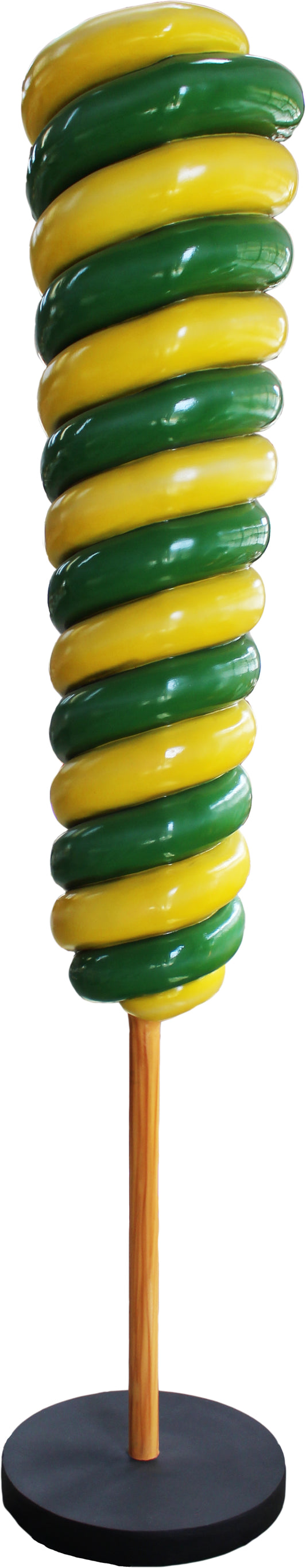 Green and Yellow Upside Down 7' Candy Cone Tree on Base