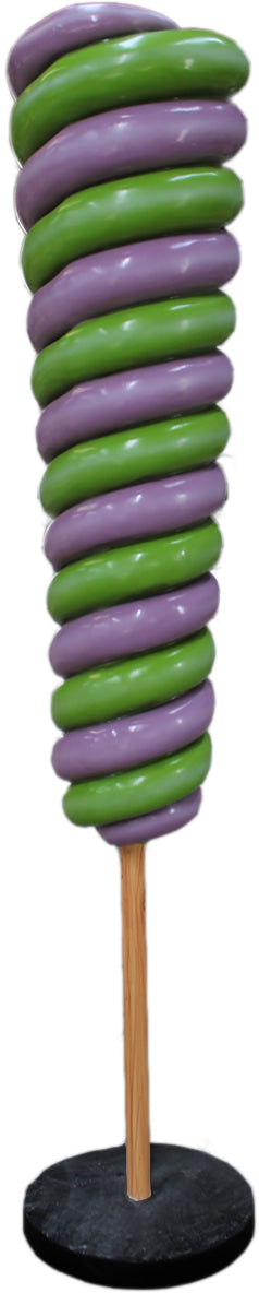 Lime Green and Purple Upside Down 7' Candy Cone Tree on Base