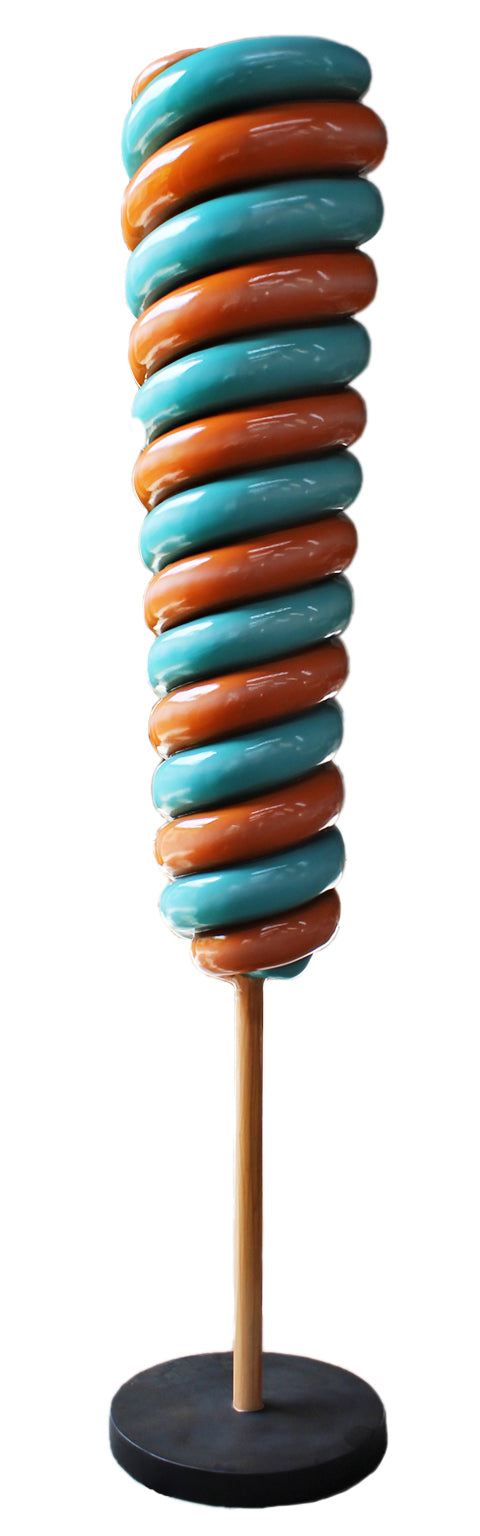 Orange and Aqua Upside Down 7' Candy Cone Tree on Base