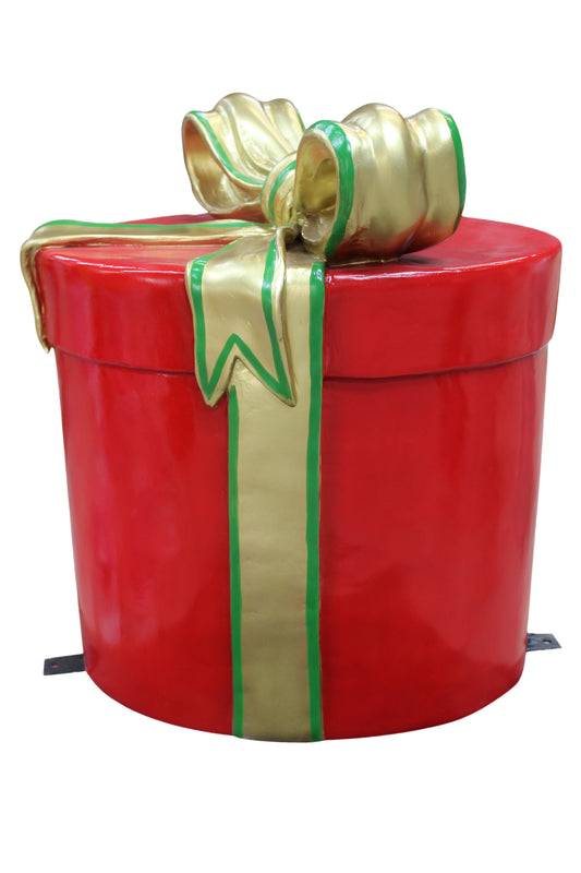 Red 15" Gift Box Traditional Collection with Gold Bow and Green Trim