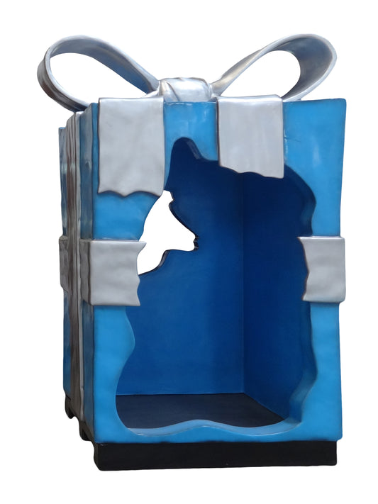 Blue 8' Gift Box with Silver Bow Photo Op