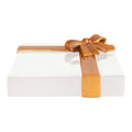 White Rectangle Gift Box with Gold Bow