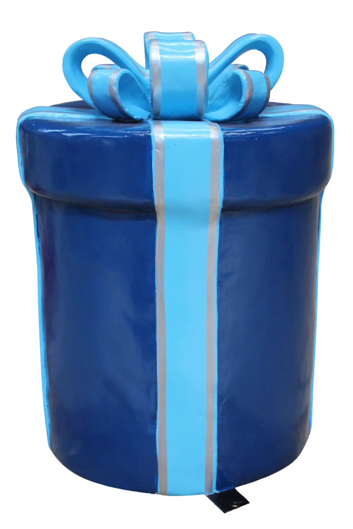 18" Aqua Round Gift Box Arctic Collection with Silver Ribbon and Blue Trim