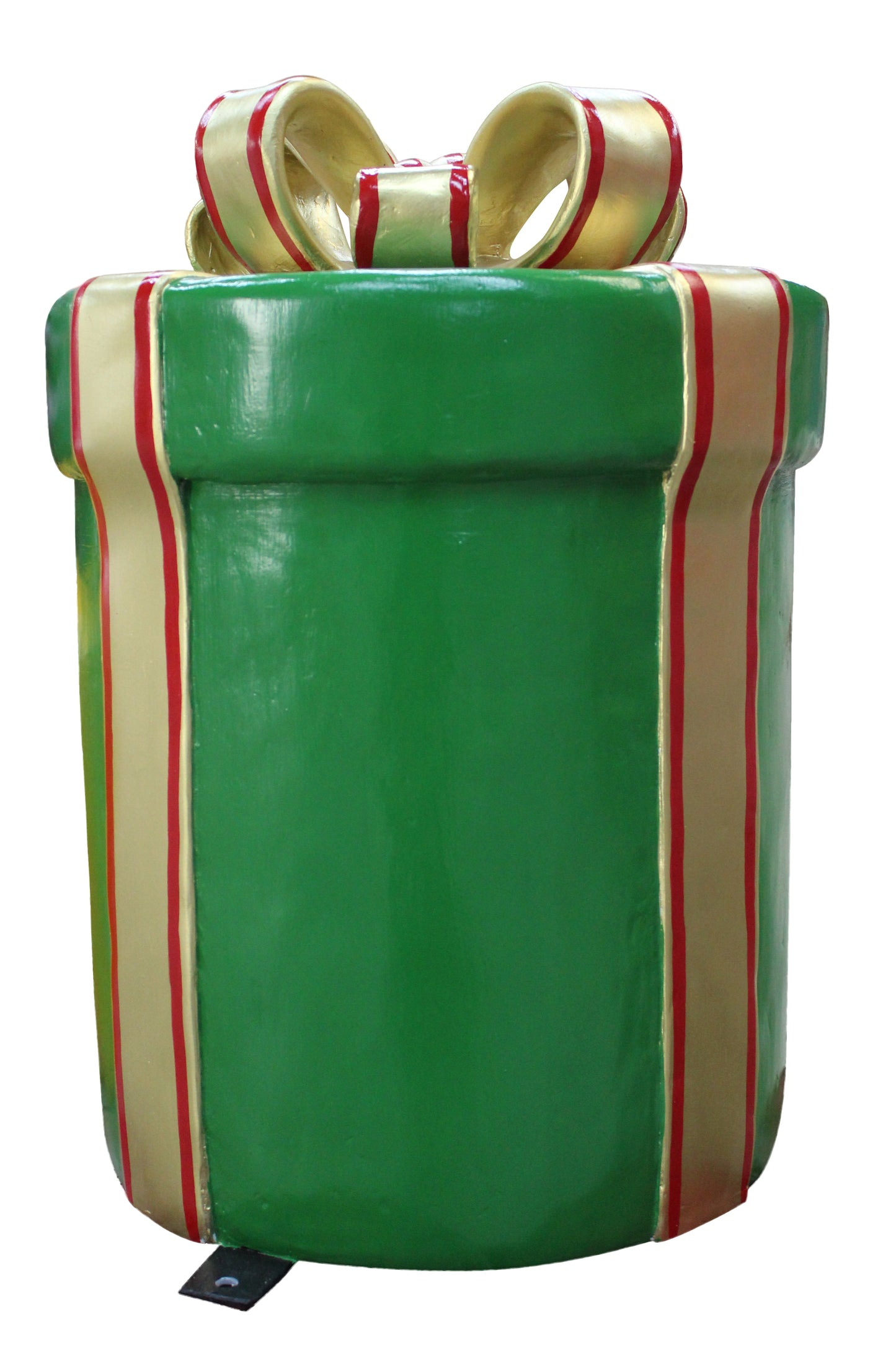 18" Round Gift Traditional Collection Green Box with Gold Ribbon and Red Trim