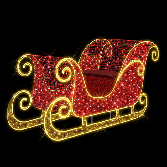 8' 3D Red and Gold Sleigh