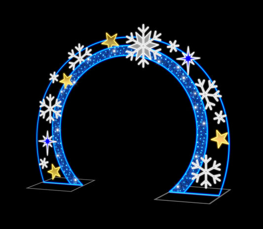 9' Blue Snowflake Arch