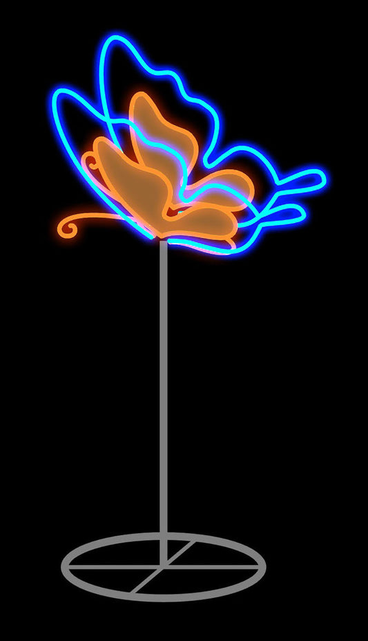 2' Blue and Orange LED Butterfly Display