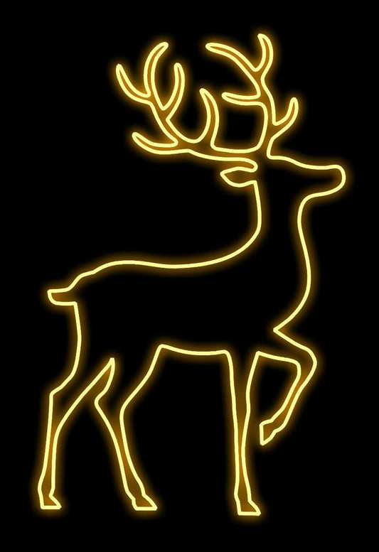 4' Warm White Neon Flex Deer Ground Mount