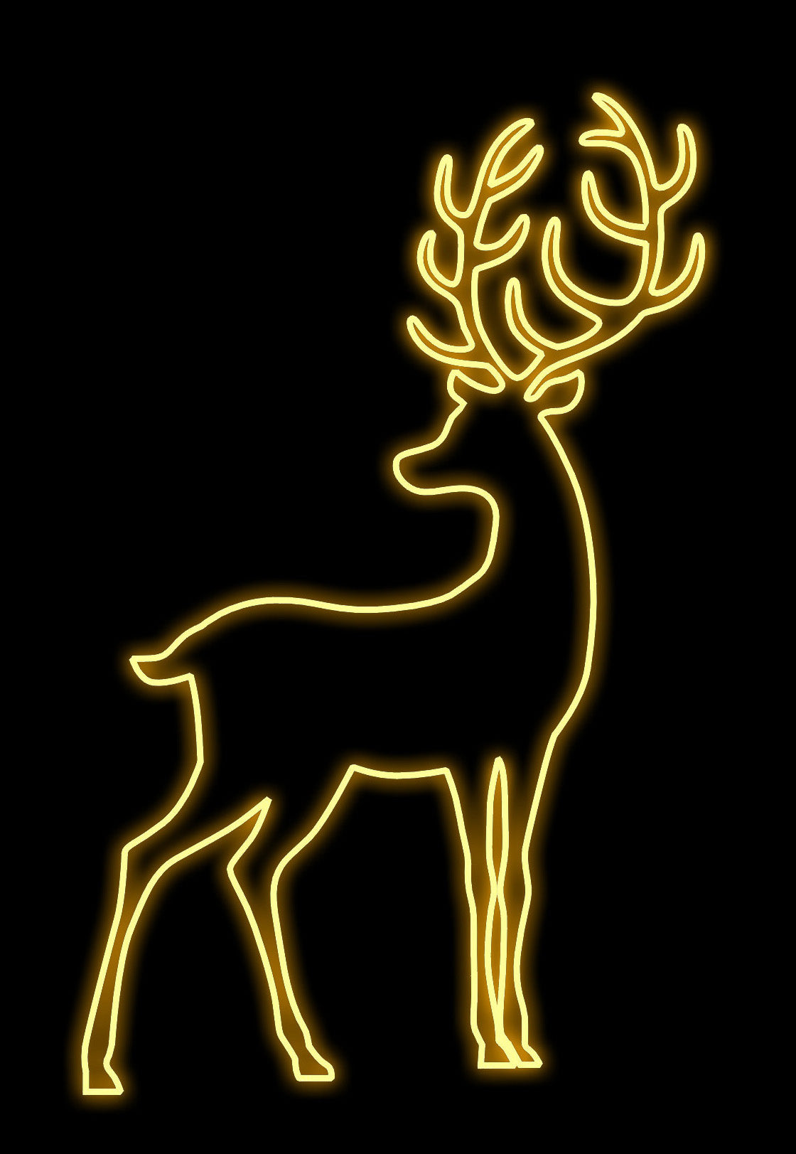 6' Warm White Neon Flex Deer Ground Mount