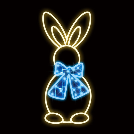 2.5' Easter Bunny with a Blue Bow LED Display