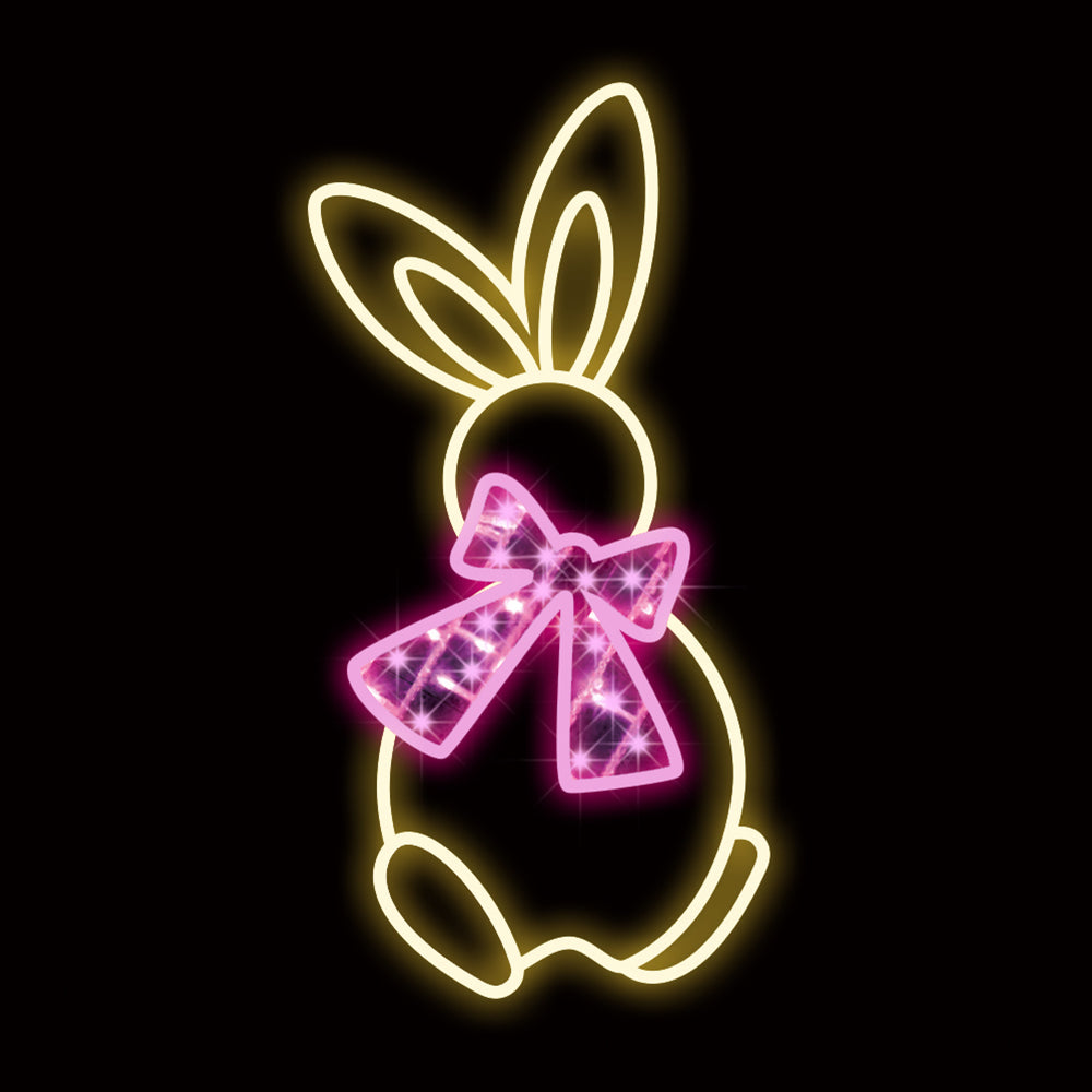 2.5' Easter Bunny with a Pink Bow LED Display