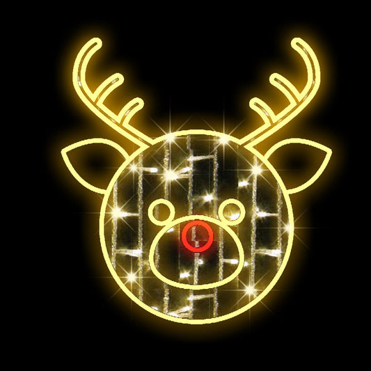 5' Reindeer Face Warm White LEDS