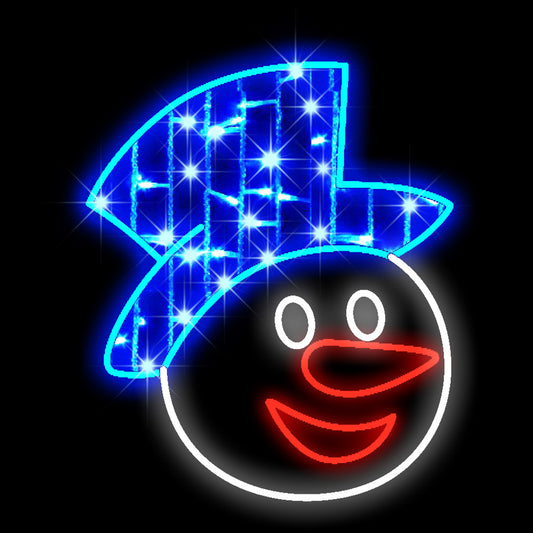 5' Snowman Face Warm White, Red and Blue LEDS