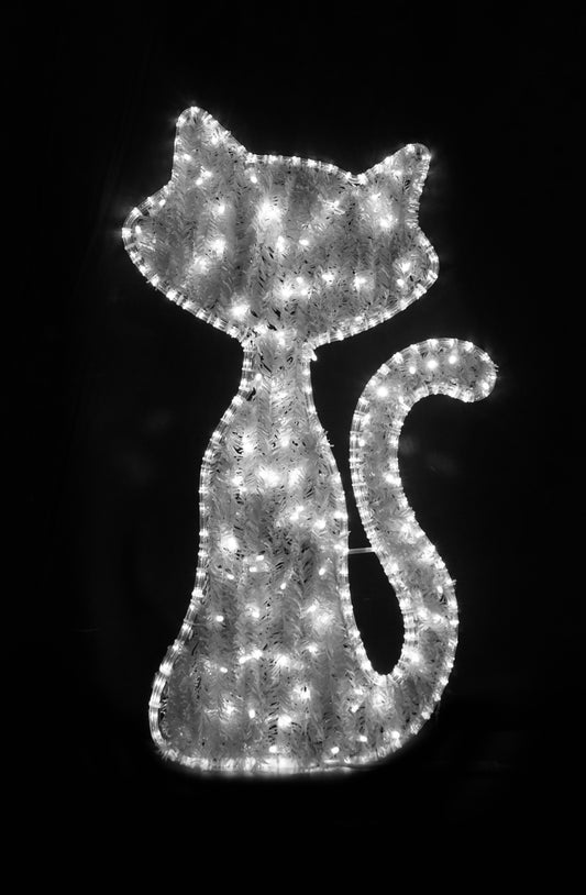 3' Pure White LED Cat Motif