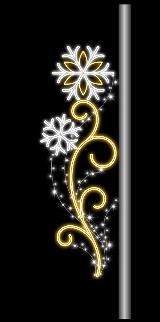 7.5' Pole Mount Two Snowflakes with Swirls