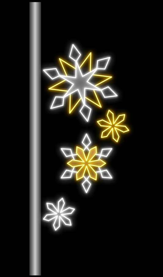 6' Pole Mount with 4 Snowflakes Pure White and Warm White LEDs