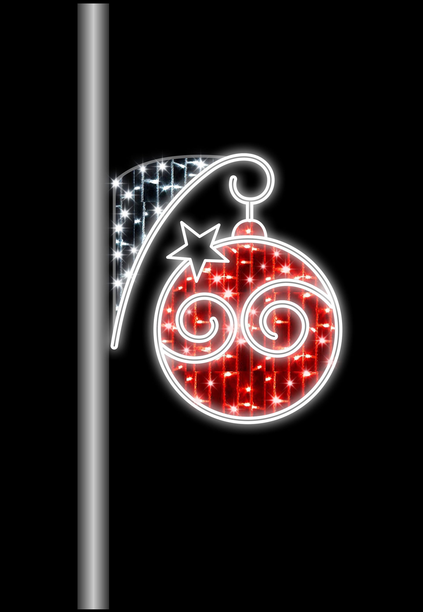 3' Pole Mount Ornament Red and White LEDs