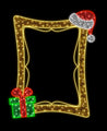 7' Frame with Santa hat and Gift Warm White, Red and Green Lights