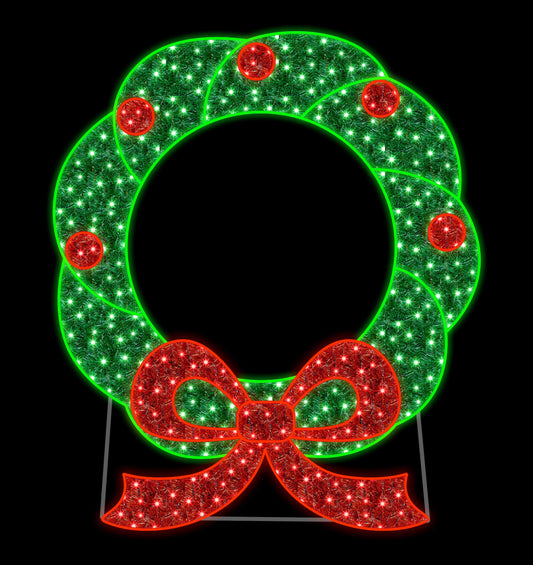 7' Photo Op Wreath Frame Red and Green Lights