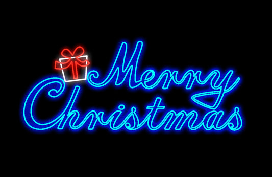 2' Blue LED Merry Christmas Sign