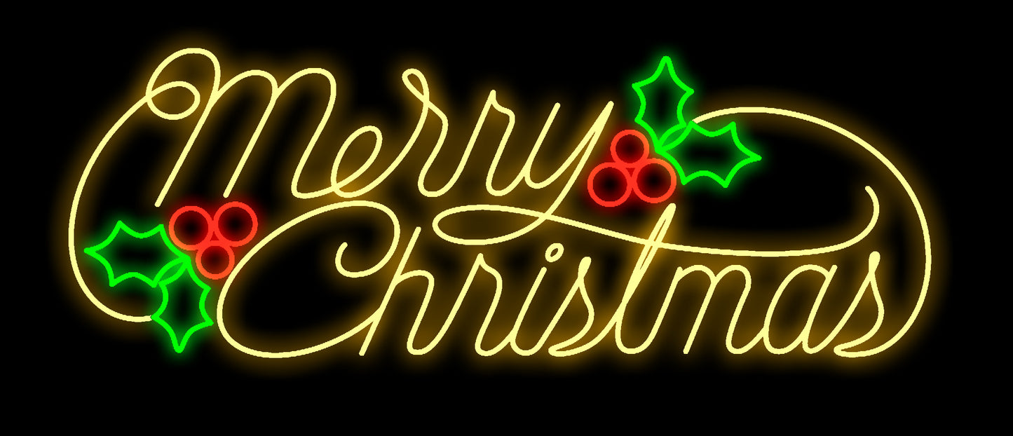 2' Warm White Merry Christmas Sign